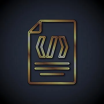 Gold line Binary code icon isolated on black background. Vector Stock Illustration