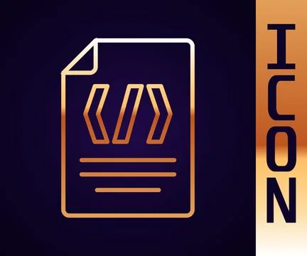 Gold line Binary code icon isolated on black background. Vector Stock Illustration