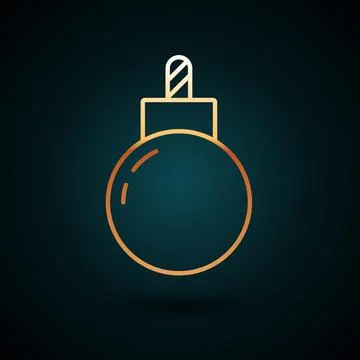 Gold line Bomb ready to explode icon isolated on dark blue background. Vector Stock Illustration