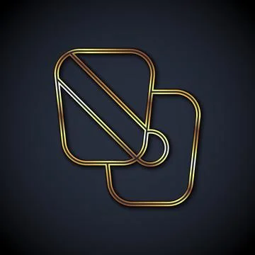 Gold line Boxing training paws icon isolated on black background.  Vector 스톡 일러스트