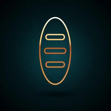 Gold line Bread loaf icon isolated on dark blue background. Vector Illustrazione stock