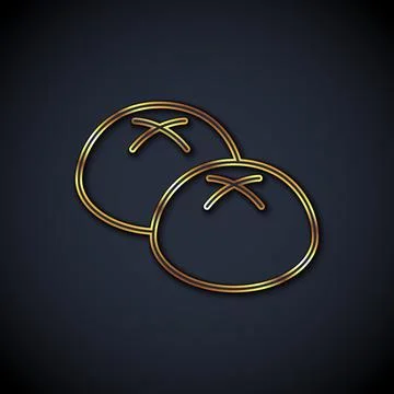 Gold line Bread loaf icon isolated on black background. Vector Stock Illustration