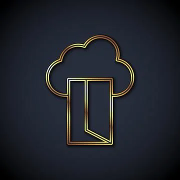 Gold line Cloud database icon isolated on black background. Cloud computing イラスト素材