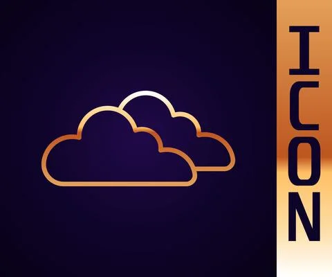 Gold line Cloud icon isolated on black background. Vector 스톡 일러스트