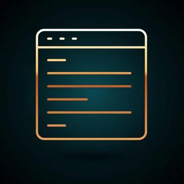 Gold line Computer api interface icon isolated on dark blue background Stockillustratie