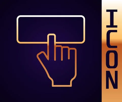 Gold line Computer keyboard icon isolated on black background. PC component sign Stock-Illustration