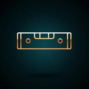 Gold line Construction bubble level icon isolated on dark blue background Ilustración de archivo