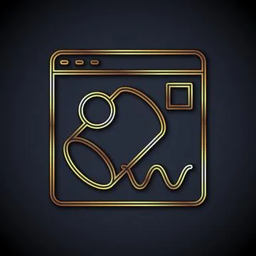 Gold line Data visualisation icon isolated on black background. Vector 스톡 일러스트