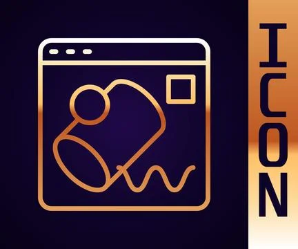 Gold line Data visualisation icon isolated on black background.  Vector Stock Illustration