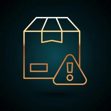 Gold line Delivery security with shield icon isolated on dark blue background Stock Illustration