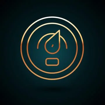 Gold line Digital speed meter concept icon isolated on dark blue background Stock Illustration