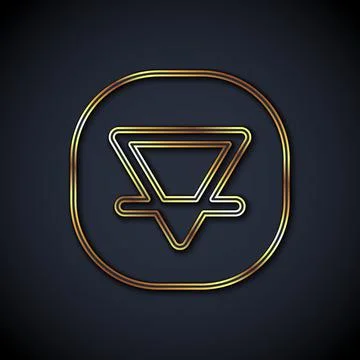 Gold line Earth element of the symbol alchemy icon isolated on black background Stock Illustration