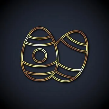 Gold line Easter egg icon isolated on black background. Happy Easter. Vector Stock Illustration