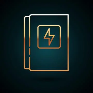 Gold line Electrical panel icon isolated on dark blue background. Vector Stock Illustration