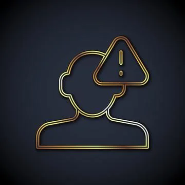 Gold line Finding a problem in psychology icon isolated on black background.. Stock Illustration
