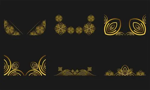 Gold Line Floral Frame Border Ornament Design Stock Illustration