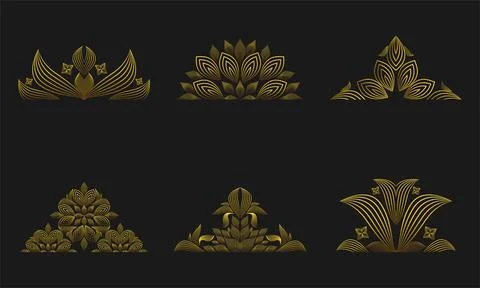 Gold Line Floral Frame Border Ornament Design Stock Illustration