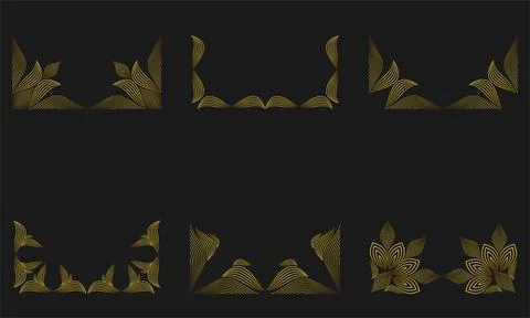 Gold Line Floral Frame Border Ornament Design Stock Illustration