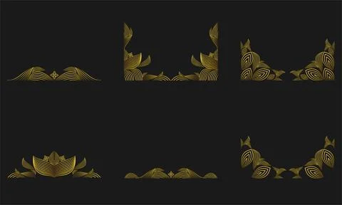 Gold Line Floral Frame Border Ornament Design Stock Illustration