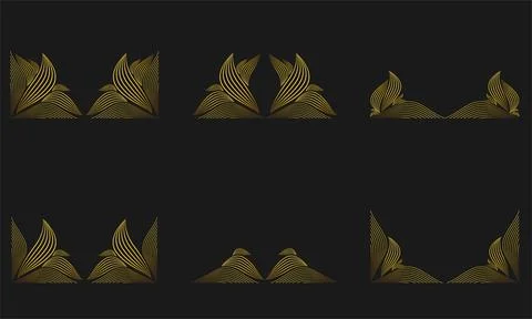 Gold Line Floral Frame Border Ornament Design Stock Illustration