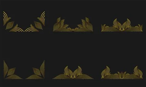 Gold Line Floral Frame Border Ornament Design Stock Illustration