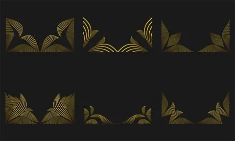Gold Line Floral Frame Border Ornament Design Stock Illustration