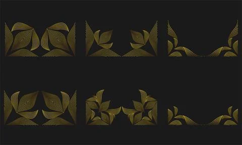 Gold Line Floral Frame Border Ornament Design Stock Illustration