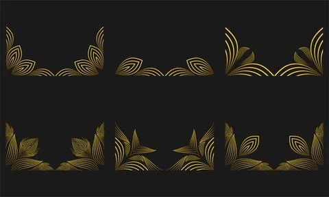 Gold Line Floral Frame Border Ornament Design Stock Illustration