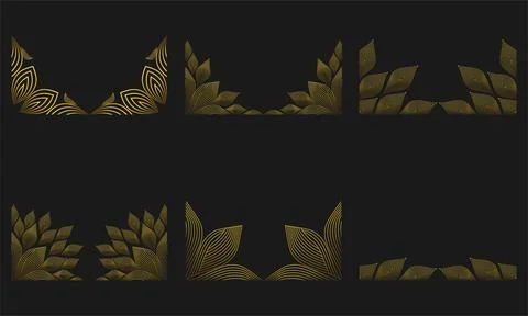 Gold Line Floral Frame Border Ornament Design Stock Illustration