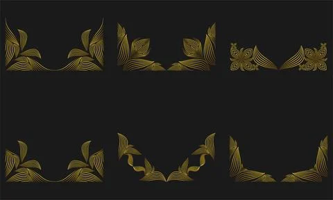 Gold Line Floral Frame Border Ornament Design Stock Illustration
