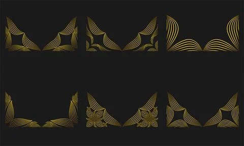 Gold Line Floral Frame Border Ornament Design Stock Illustration