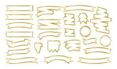 Gold line frame ribbons set tape sale vector Stock Illustration