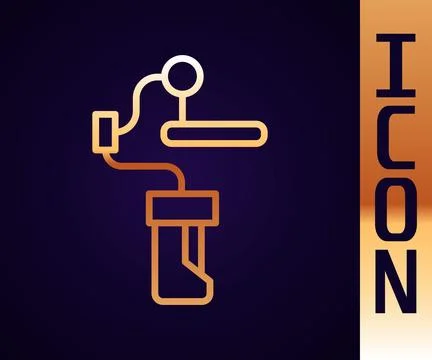 Gold line Gimbal stabilizer for camera icon isolated on black background. Vec Stock Illustration
