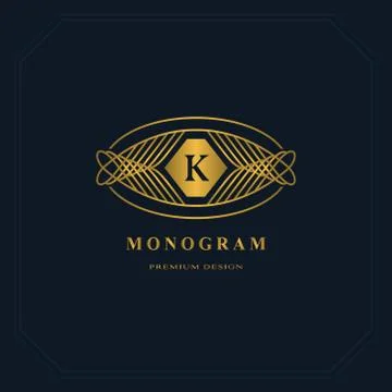 Gold Line graphics monogram. Elegant art logo design. Letter K. Graceful   Stock-Illustration