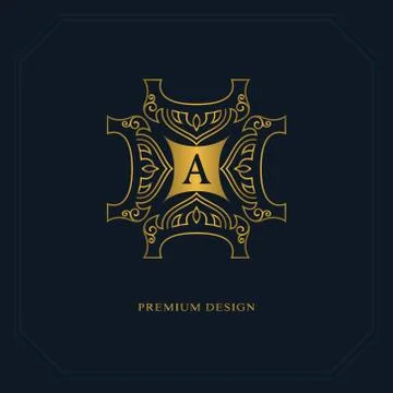 Gold Line graphics monogram. Elegant art logo design. Letter A. Graceful   Stock-Illustration