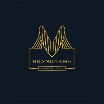 Gold Line graphics monogram. Elegant art logo design. Graceful template.   Stock Illustration