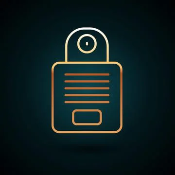 Gold line Intercom icon isolated on dark blue background. Vector Stock Illustration