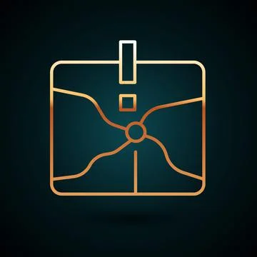 Gold line Intersection point icon isolated on dark blue background. Vector Illustrazione stock