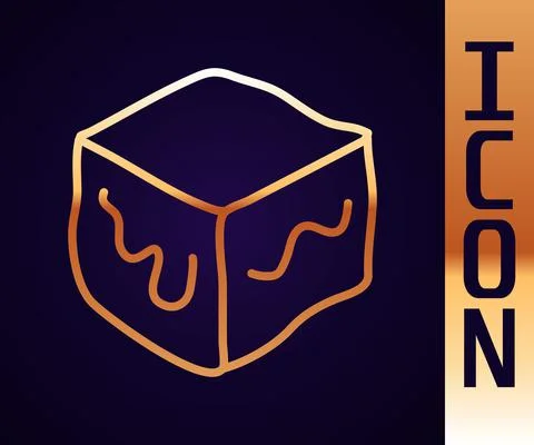 Gold line Isometric cube icon isolated on black background. Geometric cubes Stock Illustration