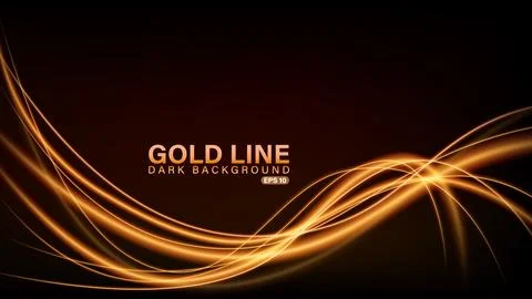 Gold Line of Light on Dark Background, Vector Illustration Stock Illustration