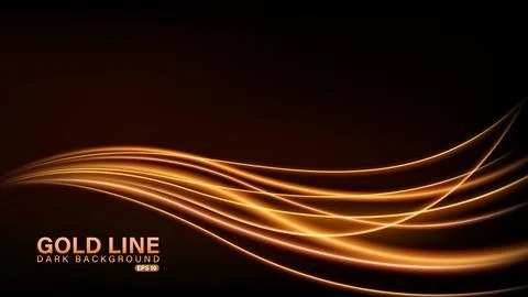 Gold Line of Light on Dark Background, Vector Illustration Stock Illustration