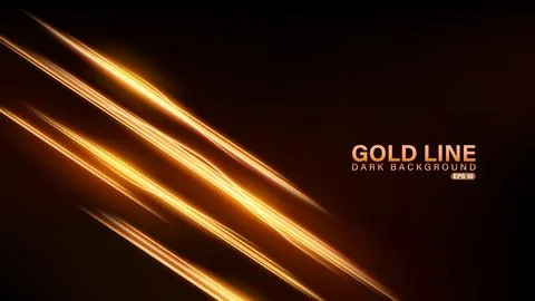 Gold Line of Light on Dark Background, Vector Illustration Stock Illustration