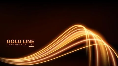 Gold Line of Light on Dark Background, Vector Illustration Stock Illustration