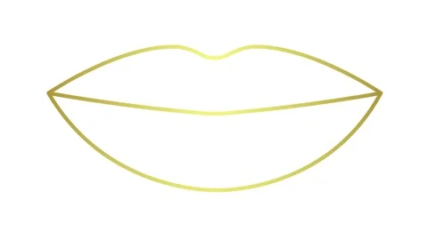 Gold line lips white Stock Footage 256795850