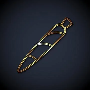 Gold line Marijuana joint, spliff icon isolated on black background. Cigare.. Stock Illustration