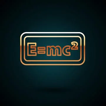 Gold line Math system of equation solution icon isolated on dark blue background 库存插图