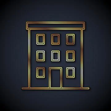Gold line Multi storey building icon isolated on black background. Vector Ilustración de archivo