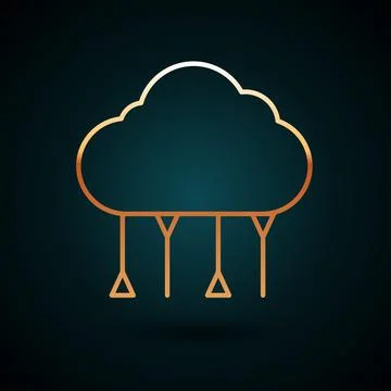 Gold line Network cloud connection icon isolated on dark blue background. Social Illustrazione stock