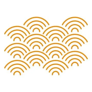 Gold line pattern cloud and wave motifs minimal, symbolizing luck, prosperi.. Stock Illustration