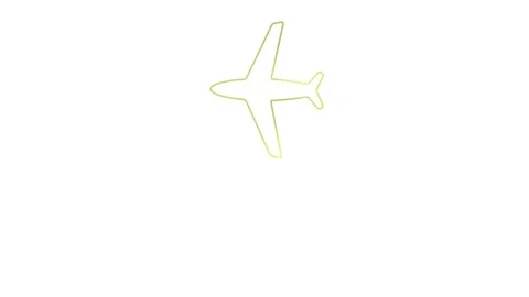 Gold line plane fly white Stock Footage 304491699